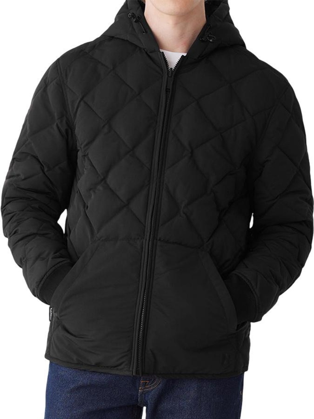 Frank & Oak Men's Skyline Reversible Hooded Quilted Black Puffer Jacket